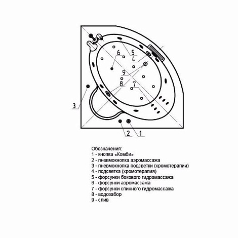 Гидромассаж Акватек Калипсо пневматическое управление, премиум форсунки
