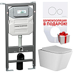Комплект унитаза с инсталляцией Ceramica Nova Metric CN3007_1001W_1000 с сиденьем и клавишей смыва