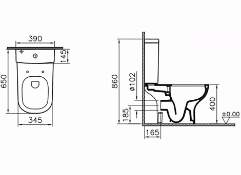 Унитаз Vitra D-Light 9014B003-7209 безободковый, с сиденьем микролифт