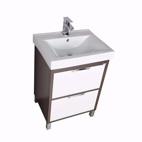 Тумба с раковиной Aquanet Гретта 60 (171595+169710) белый/венге