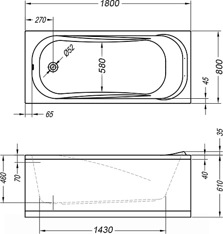 Акриловая ванна Kolpa String 180x80 Basis