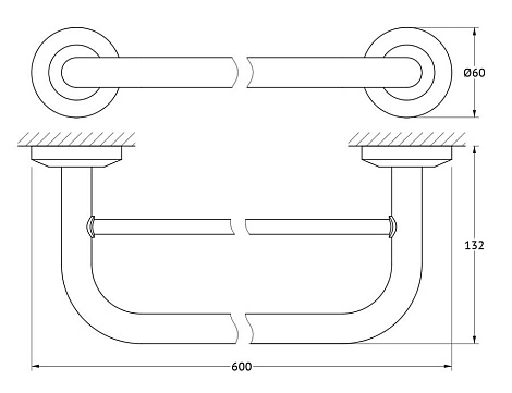 Штанга для полотенца двойная 60 cm FBS Standard STA 037