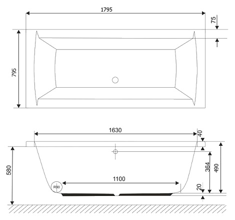 Акриловая ванна Excellent Aquaria Lux 180x80 WAEX.AQU180WH