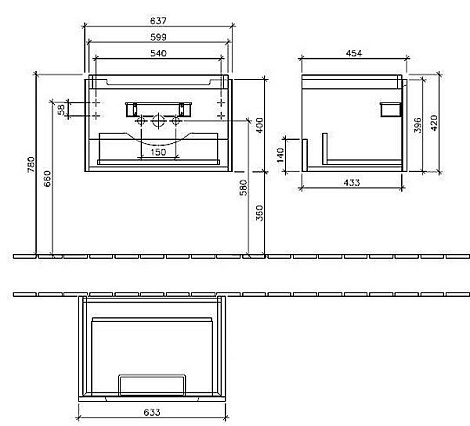 Тумба с раковиной Villeroy&Boch SUBWAY 2.0 A68800DH+7113FA01, белый глянец