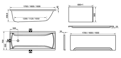 Акриловая ванна Ravak Classic 160x70 C531000000