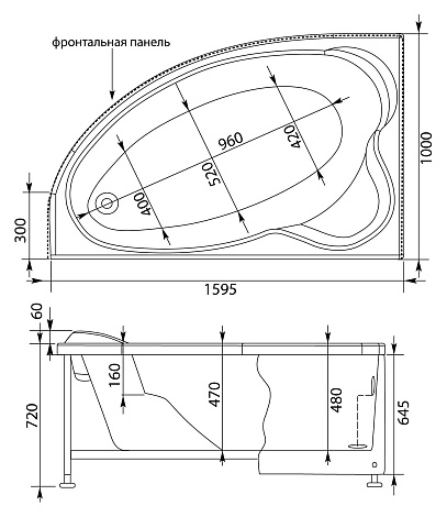 Акриловая ванна Aquanet Sarezo 160x100 204035 L