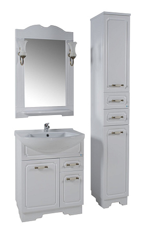 Комплект мебели ASB Mebel Астра 65 8931K НСВ декор белый (Тумба+раковина+зеркало+светильники)