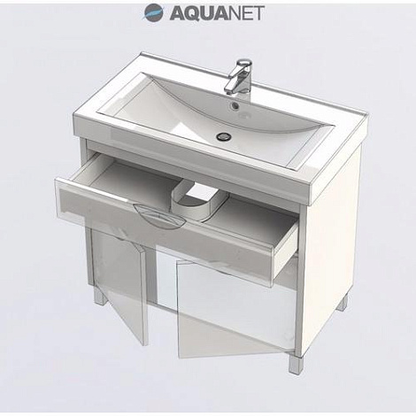 Тумба с раковиной Aquanet Гретта 90 (177068+177118) белый/венге