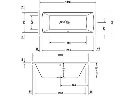 Акриловая ванна Duravit Daro 180x80 700028000000000