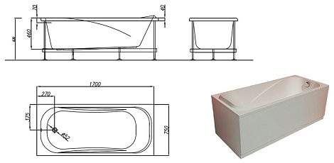 Акриловая ванна Kolpa String 170x75 Basis