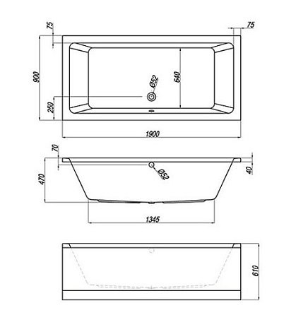Акриловая ванна Kolpa Elektra 190 Basis 190x90