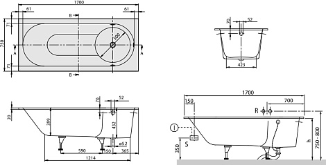 Квариловая ванна Villeroy&Boch libra 170x75 UBQ170LIB2V-01