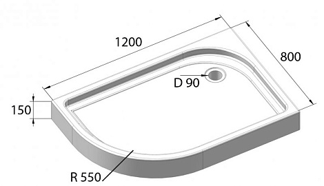 Душевой поддон Tray BelBagno TRAY-BB-RH-120/80-550-15-W-L