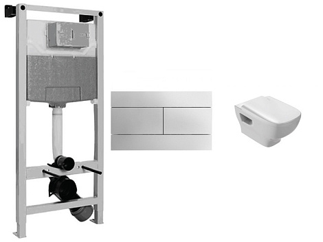 Комплект унитаз Jacob Delafon Struktura E5504-NF+E4316-CP+EDF102-00+E70024-00 с инсталляцией, клавишей и сиденьем