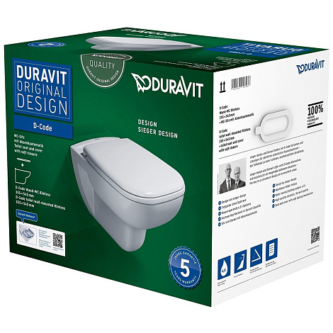 Унитаз подвесной Duravit D-Code 45351900A1 (25350900002+0067310000) с крышкой-сиденьем