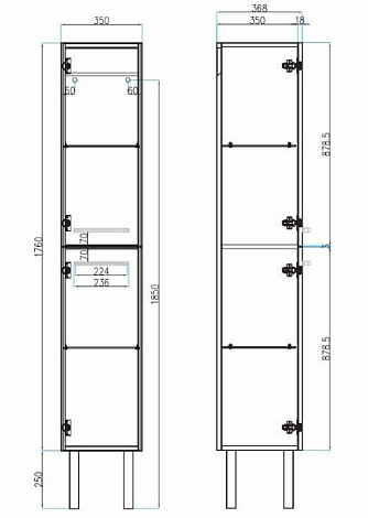 Шкаф-пенал Villeroy&Boch 2DAY2 A99601E6 glossy taupe