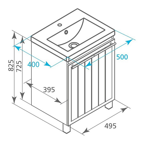 Тумба с раковиной Milardo Amur AMU50W1M95K