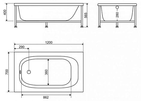 Акриловая ванна BelBagno 120x70 BB101-120-70