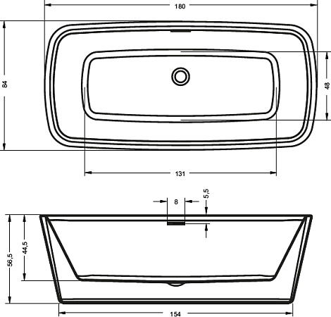 Акриловая ванна Riho Admire FS 180x84 BD0300500000000