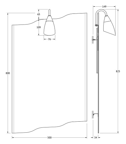 Зеркало со светильником 40 W 50х80 cm ELLUX Classic CLA-A1 0430