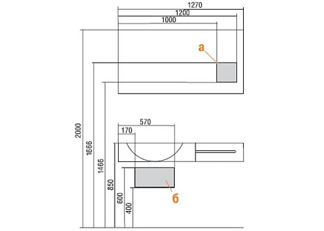 Комплект мебели Aquaton Отель 127 R (1A70123WOT01R) (Раковина+зеркало+полка)