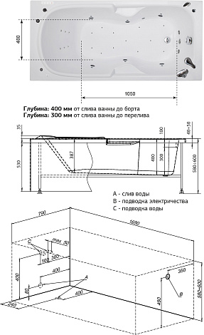 Акриловая ванна Aquanet Polo 170x80 204024