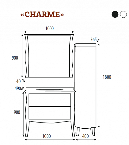 Зеркало Misty Charme Л-Чар02100-021Св, черное