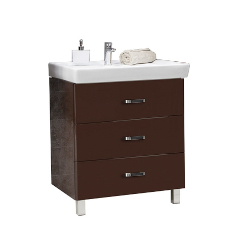 Комплект мебели Aquaton Америна 70 М R (1A169001AM430) темно-коричневый (Тумба+раковина+зеркало)