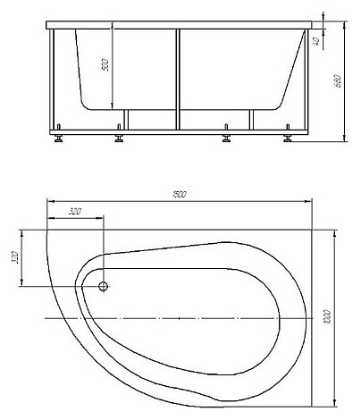 Акриловая ванна Акватек Вирго 150x100 правая с фр.экр.