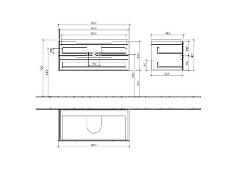 Тумба под раковину Villeroy&Boch Subway 2.0 A69000FP, серый глянец