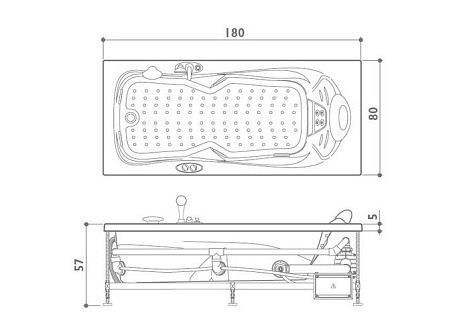 Акриловая ванна Jacuzzi Hexis 180x80 9443-239A