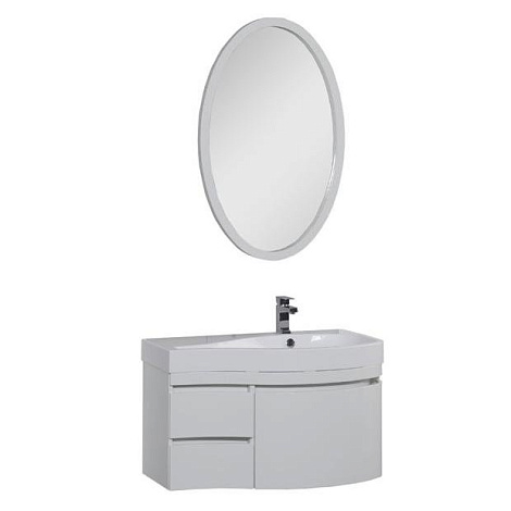 Комплект мебели Aquanet Сопрано 95 (169444) правосторонний белый (Тумба+раковина+зеркало)