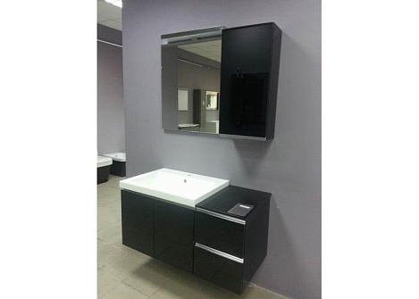 Комплект мебели Arbi Rimini nero luc-M012 (тумба+раковина+зеркало+шкафчик)