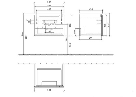 Тумба под раковину Villeroy&Boch Subway 2.0 A68700FQ, дуб-графит