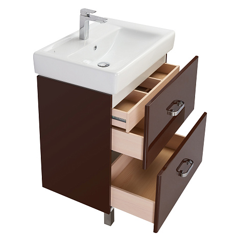 Комплект мебели Aquaton Америна 60 Н R (1A169201AM430) темно-коричневый (Тумба+раковина+зеркало)
