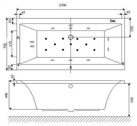 Акриловая ванна Excellent PRYZMAT 170x75 WAEX.PRY17WH
