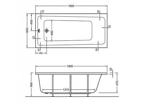 Акриловая ванна Vitra Concept 180x80 55460001000