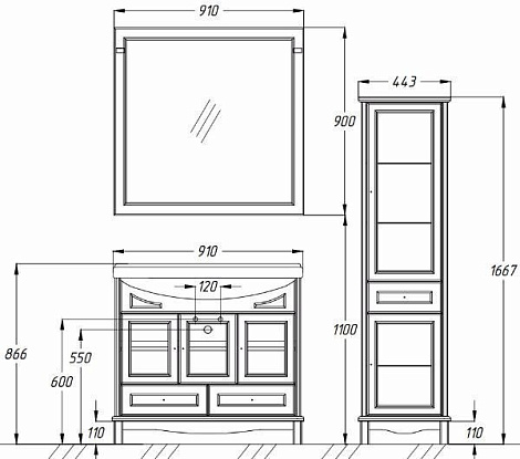 Зеркало с подсветкой Opadiris Оникс 100 Z0000004912, белое