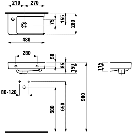 Раковина Laufen Pro 8.1595.4.000.104.1