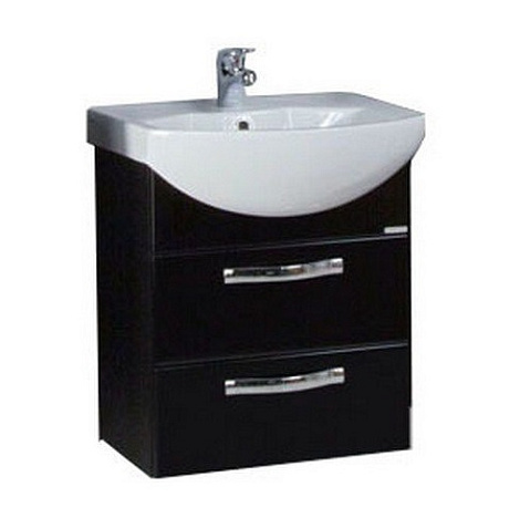 Комплект мебели Aquaton Ария 65 М (1A123301AA950) чёрный глянец (Тумба+раковина+зеркало)