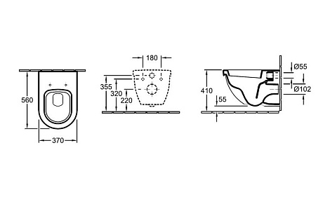 Комплект унитаз Villeroy&Boch Subway 660010R1 с инсталляцией 111.300.00.5