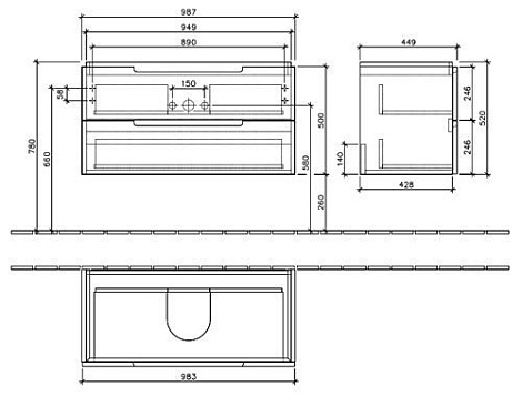 Тумба с раковиной Villeroy&Boch Subway 2.0 A69700DH + 7175A001, белый глянец