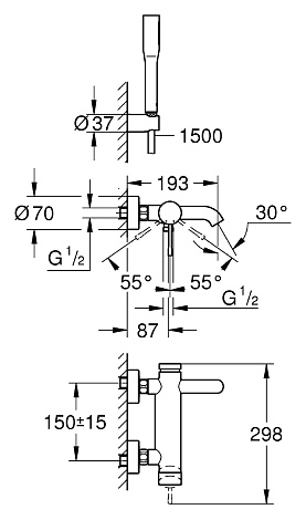 Смеситель для ванны Grohe Essence 33628001