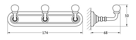 Планка с 3-мя крючками 17 cm 3SC STILMAR STI 602