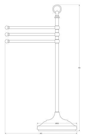Стойка с держателем полотенец поворотным тройным для ванной 80 cm 3SC STILMAR STI 231