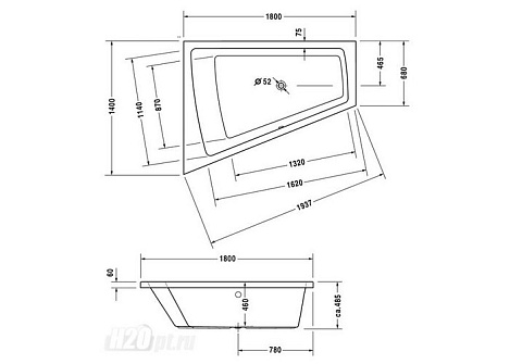Акриловая ванна Duravit Paiova 180x140 SX 700216000000000 левая