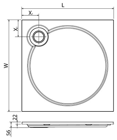 Душевой поддон Cezares TRAY-S-A-90-56-GR