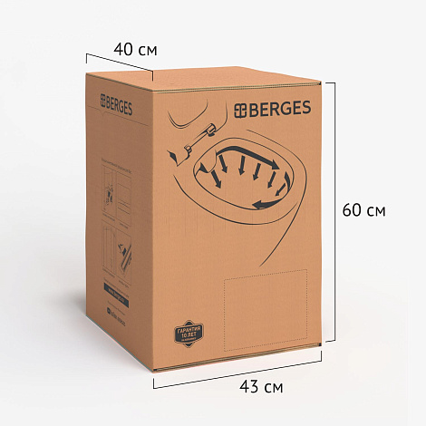 Унитаз подвесной Berges Ego XL 083211 с сиденьем микролифт матовый кашемир