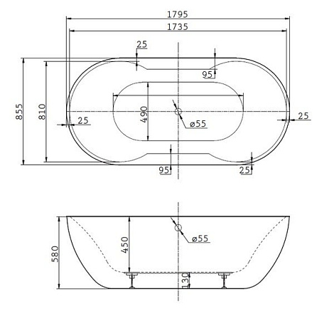 Акриловая ванна BelBagno 180x85 BB28