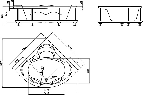 Акриловая ванна Kolpa Loco 150 Basis 150x150